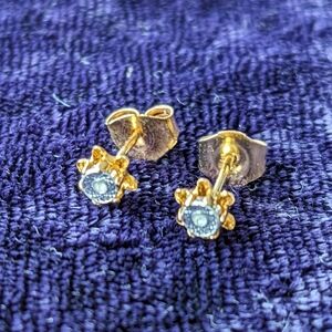 Gold Color Star Stud Earrings With Diamond Enhancers